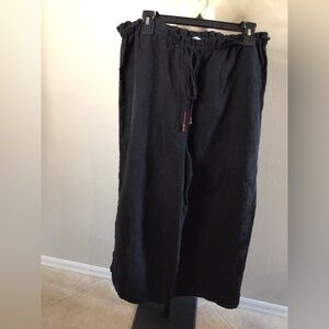 Zara black wide leg linen pants size XL